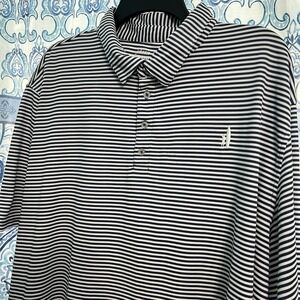 Johnnie-O Polo Shirt Mens XXL Blue White Stripes Prep-Formance Sport Golf